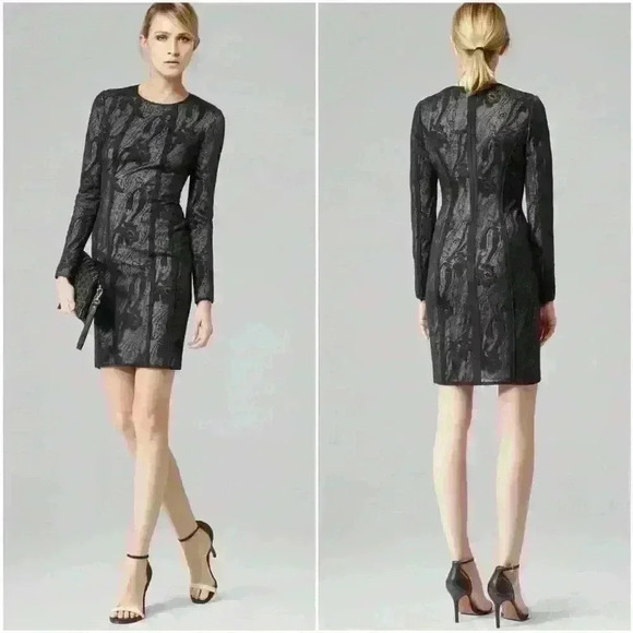 REISS Stunning Bodycon Kitty Lace fitted‎ black dress size 4 - Picture 1 of 8